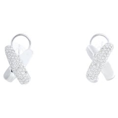 18K White Gold Diamond Criss-Cross Earrings 1.5 Cts