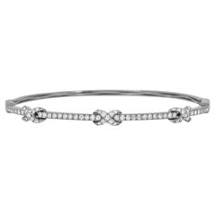 18k White Gold Diamond Criss Cross Station Bangle