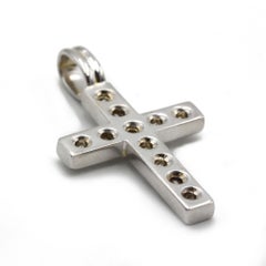 18K White Gold Diamond Cross Pendant, 2.00 ct G VS Diamonds