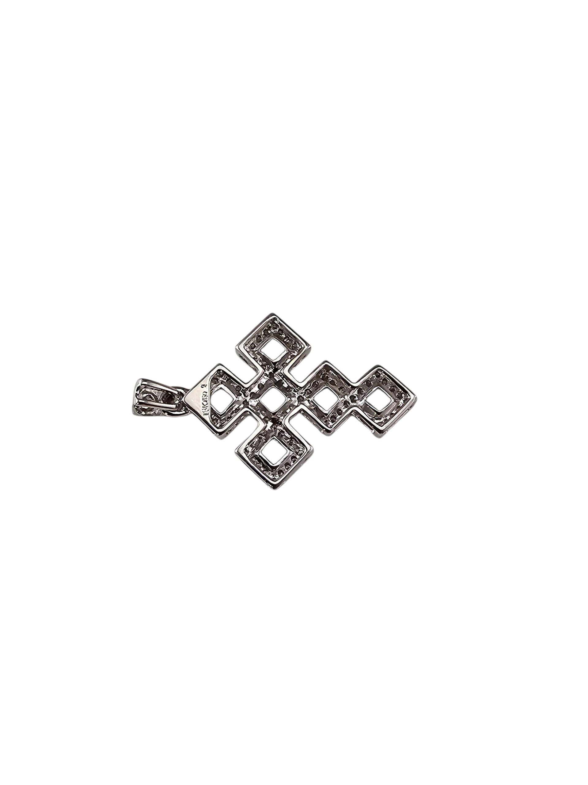 Taglio brillante Ciondolo a croce con diamante in oro bianco 18K #23613 in vendita
