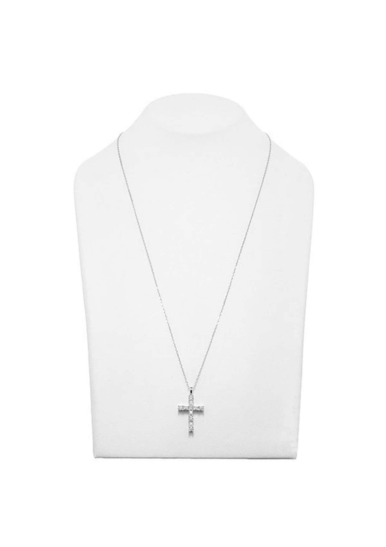 Women's 18K White Gold Diamond Cross Pendant Necklace, 0.62ct For Sale