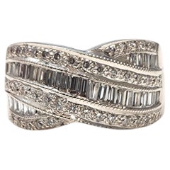 18K White Gold Diamond Crossover Ring Size 8.25 #25596