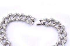 18 Karat White Gold Diamond Cuban Bracelet