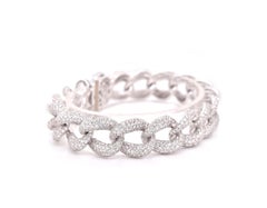 18 Karat White Gold Diamond Cuban Link Bracelet