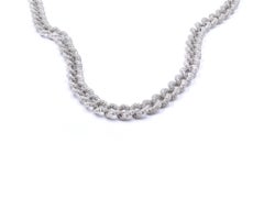 18 Karat White Gold Diamond Cuban Link Necklace