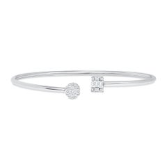 18k White Gold Diamond Cuff Bracelet 0.50 Ct Diamond Bracelet, Open Cuff Bangle
