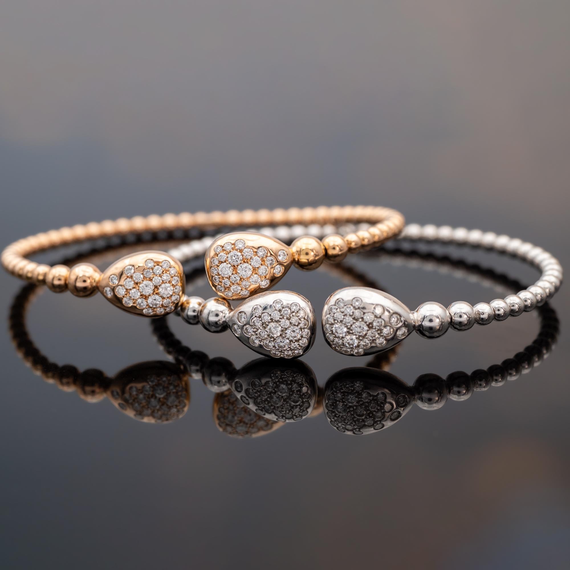 Femenino o masculino Brazalete de oro blanco de 18 quilates con diamantes en venta