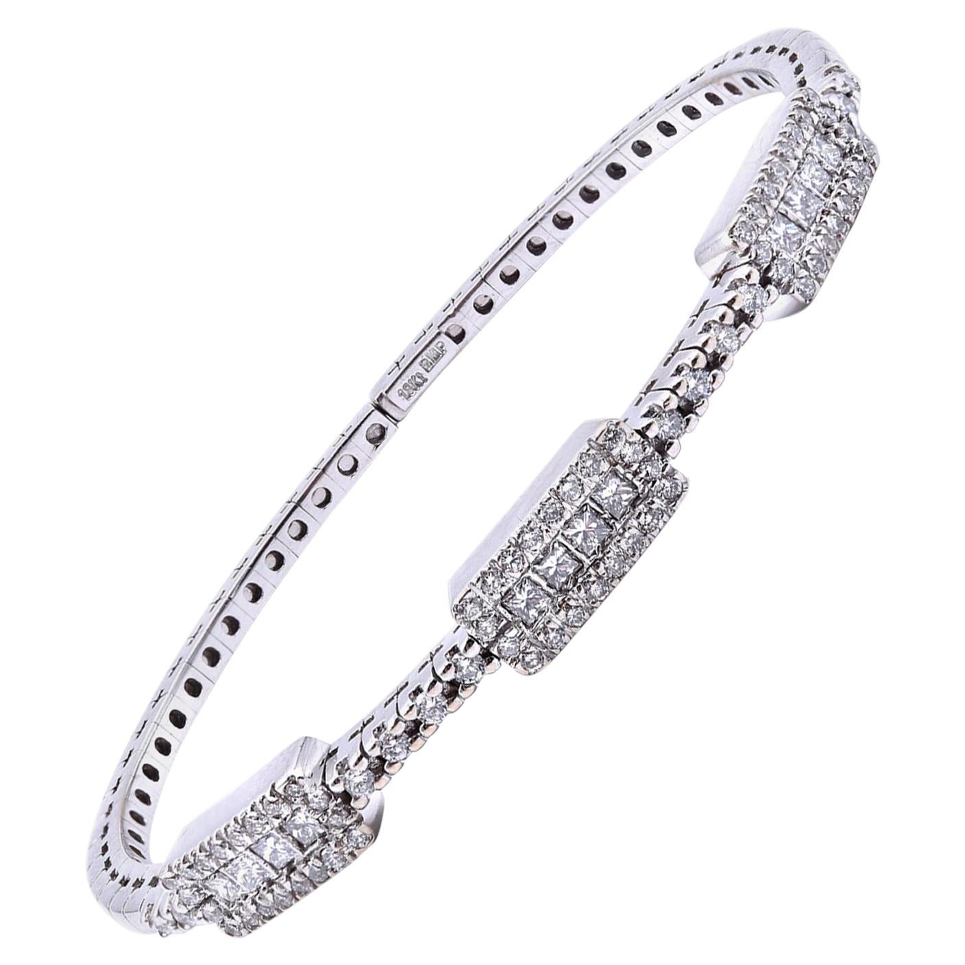 18 Karat White Gold Diamond Cuff Bracelet