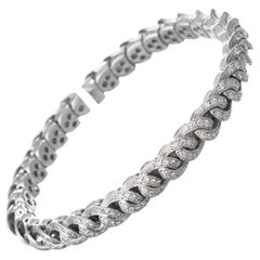 18k White Gold Diamond Curb Link Cuff Bracelet