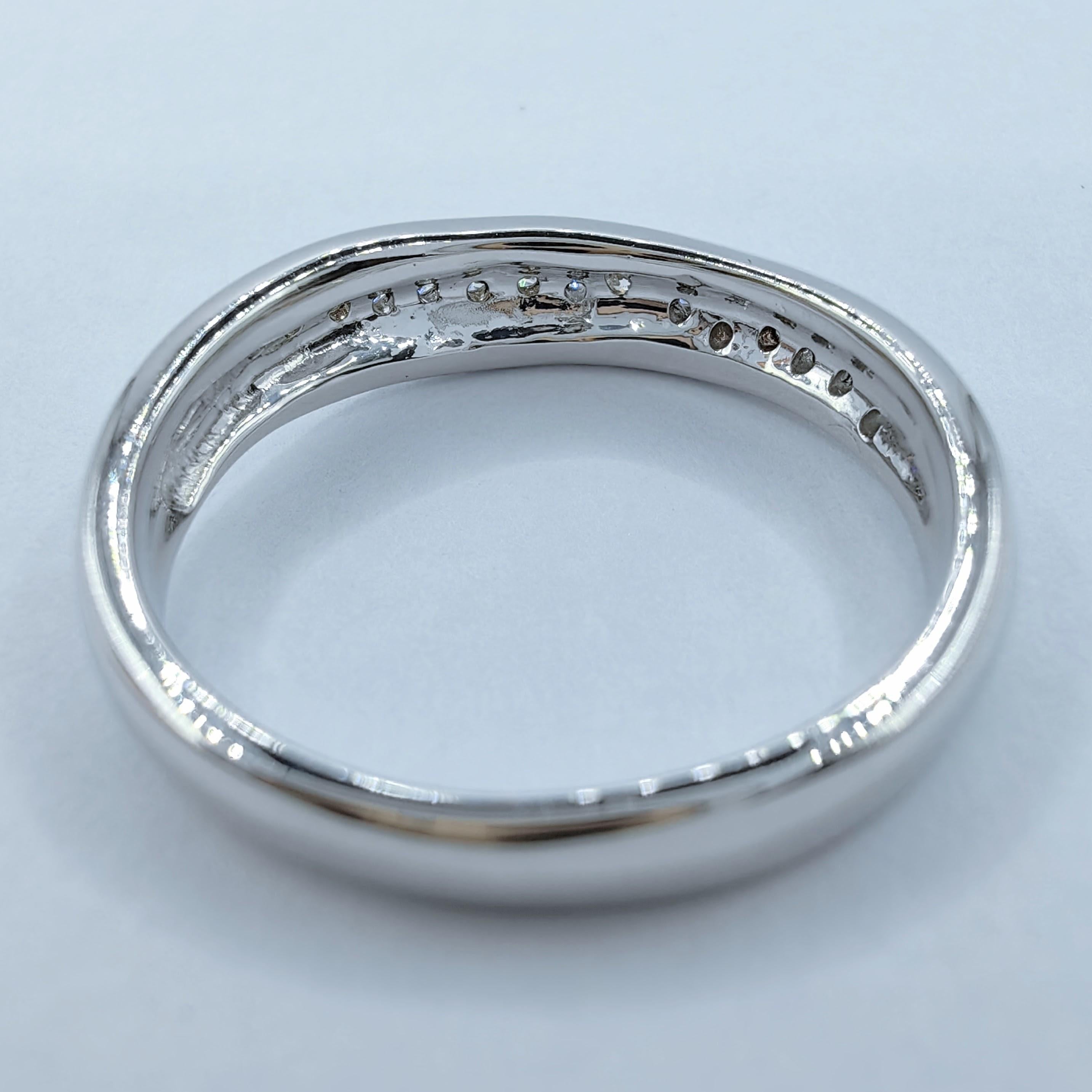 For Sale:  18K White Gold Diamond Curvy Channel Set Half Eternity Band Wedding Ring 7