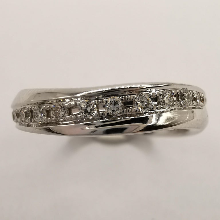 Customizable 18K White Gold Diamond Curvy Channel Set Half Eternity