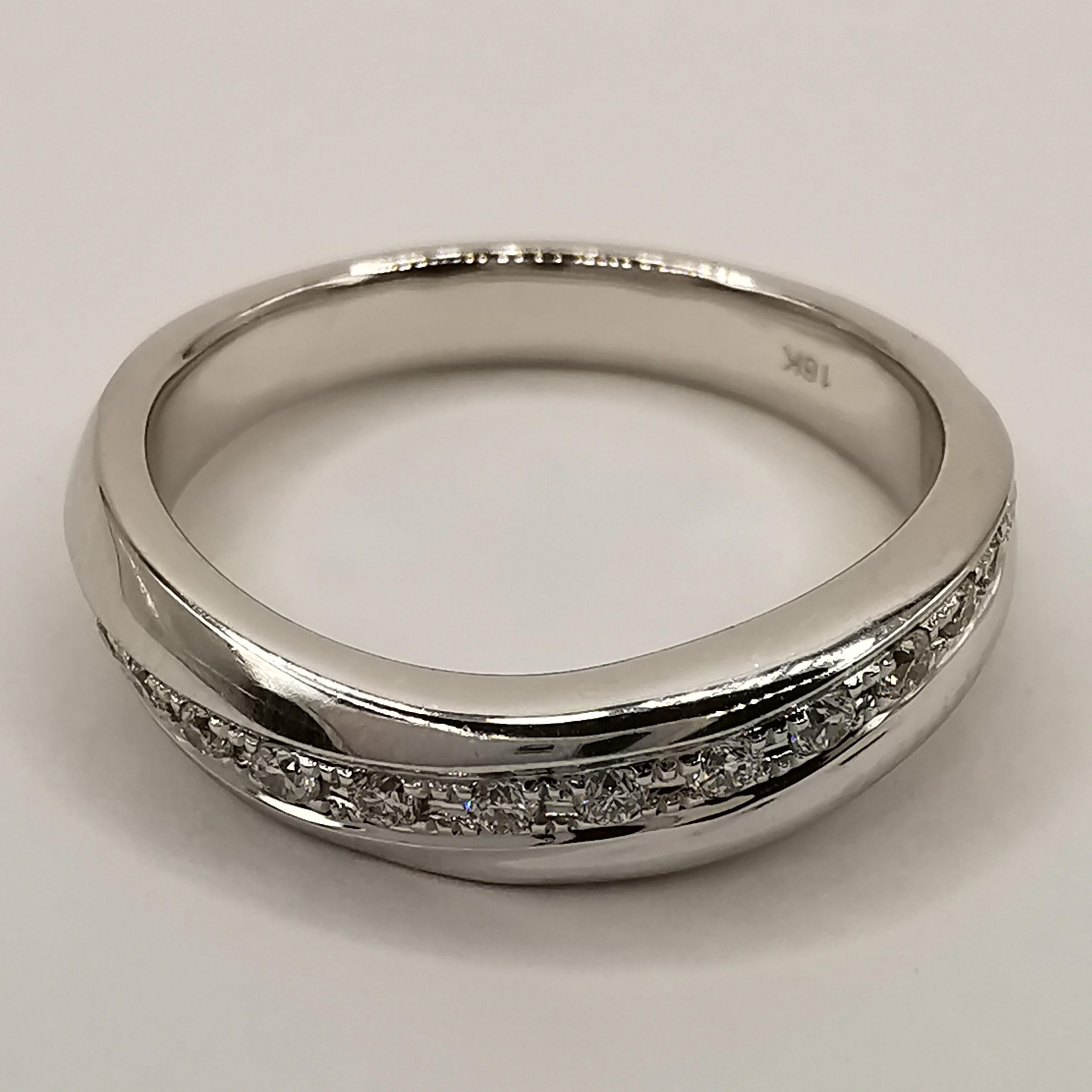 For Sale:  18K White Gold Diamond Curvy Channel Set Half Eternity Band Wedding Ring 3