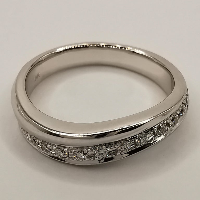 Customizable 18K White Gold Diamond Curvy Channel Set Half Eternity