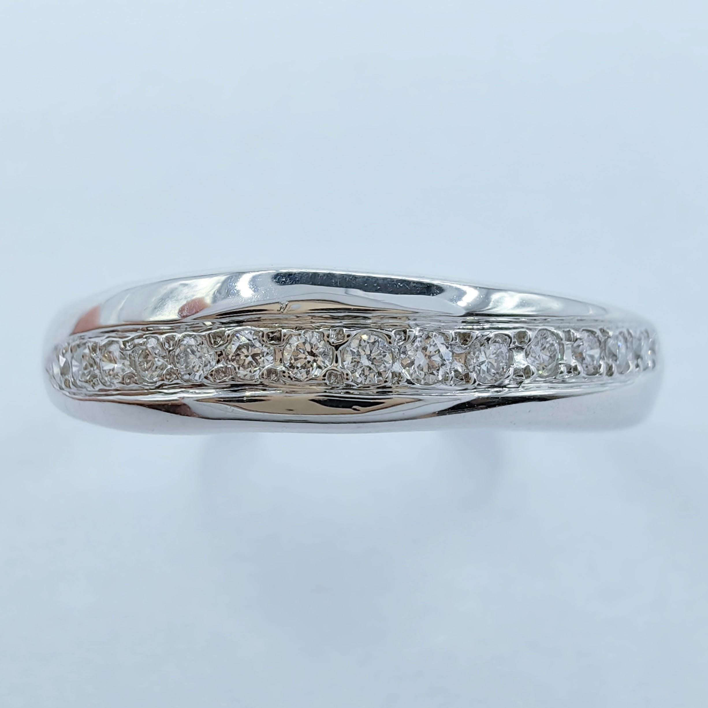 For Sale:  18K White Gold Diamond Curvy Channel Set Half Eternity Band Wedding Ring 2