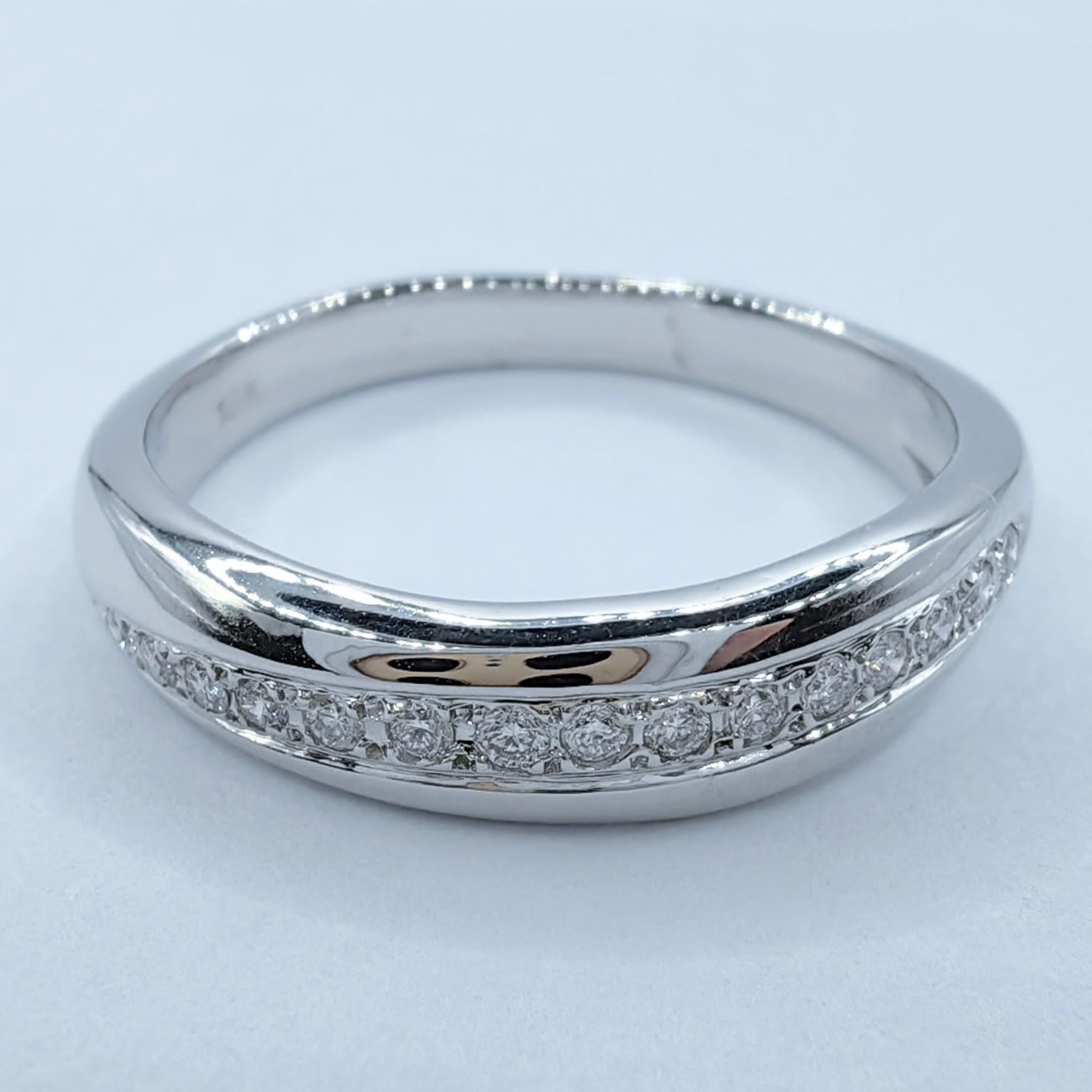 For Sale:  18K White Gold Diamond Curvy Channel Set Half Eternity Band Wedding Ring 3