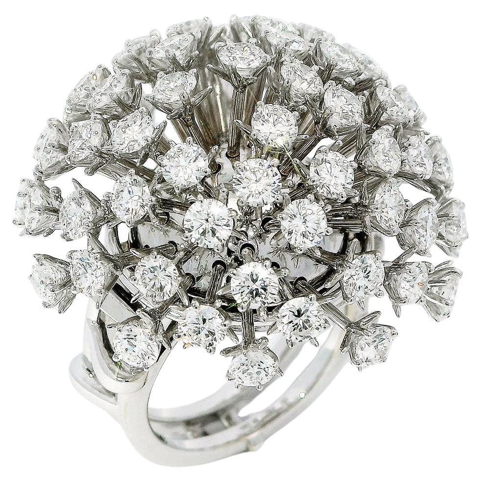18K White Gold Diamond Dandelion Ring
