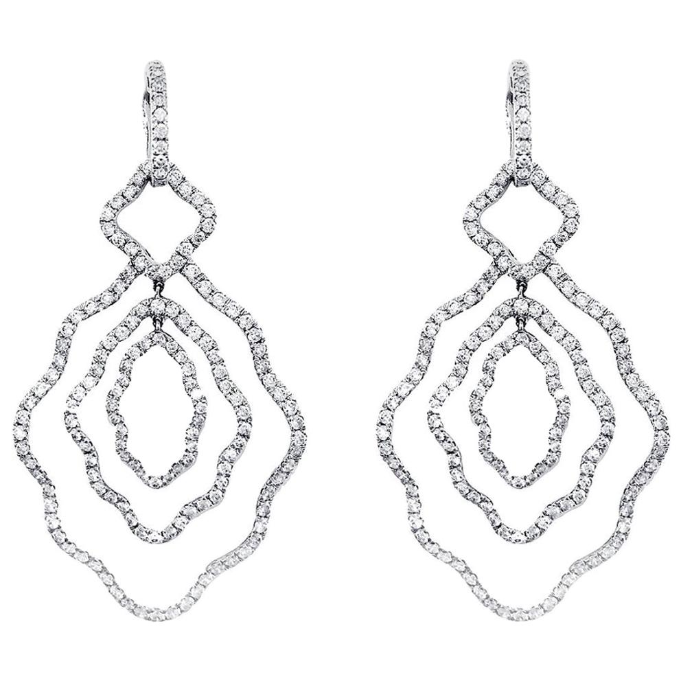 Modern 5.89 Carat Diamond White Gold Detachable Chandelier Hoop Earrings For Sale