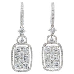 18k White Gold Diamond Dangle Drop Earrings 2.85ctw F-G/VS-SI – Lever Back