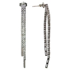 Boucles d'oreilles pendantes en or blanc 18K avec diamant 0.75ct