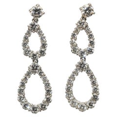 Pendants d'oreilles en or blanc 18 carats avec diamants 2,00TDW, 6,6gr