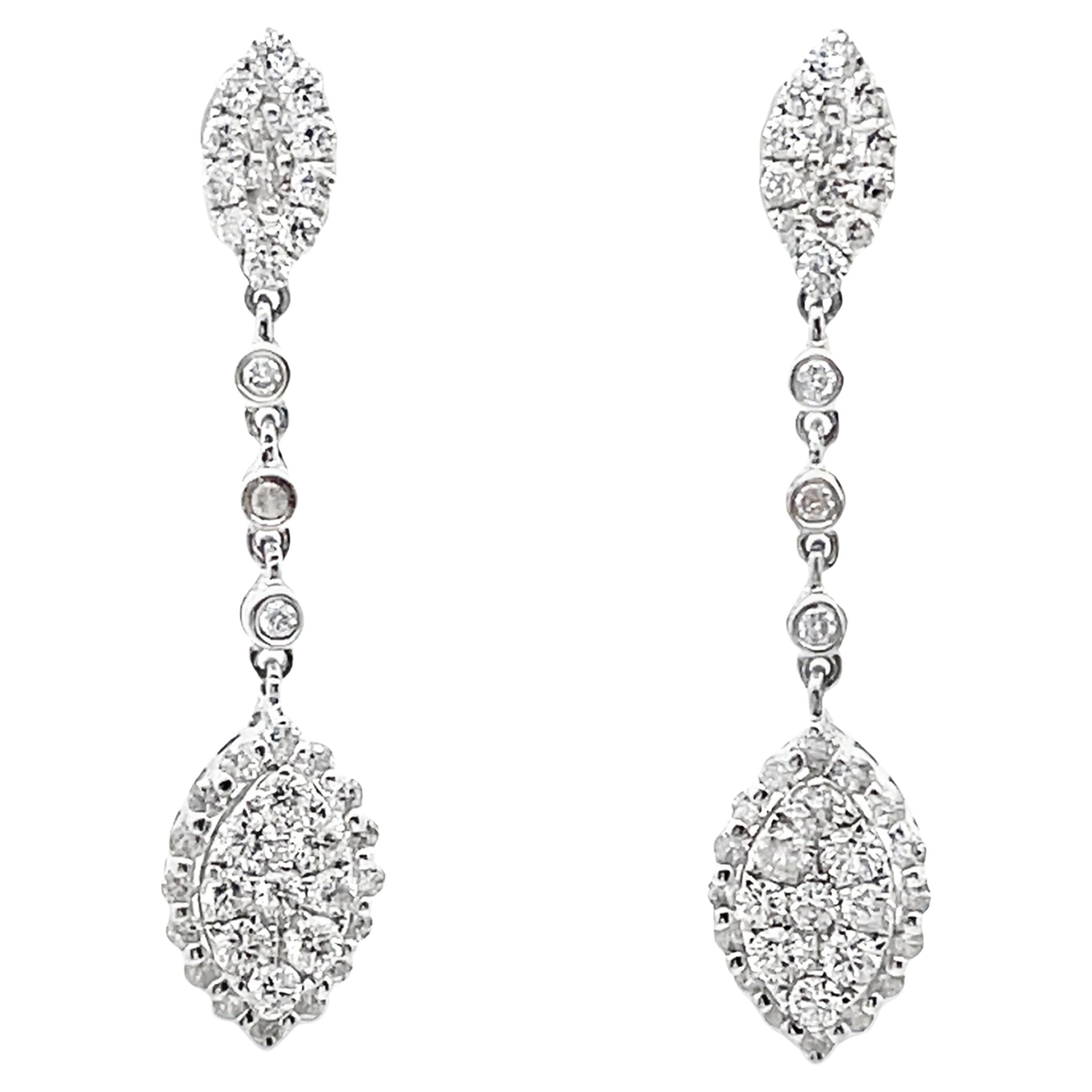 Pendientes Colgantes de Diamantes de Oro Blanco de 18 K