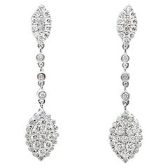 Pendientes Colgantes de Diamantes de Oro Blanco de 18 K