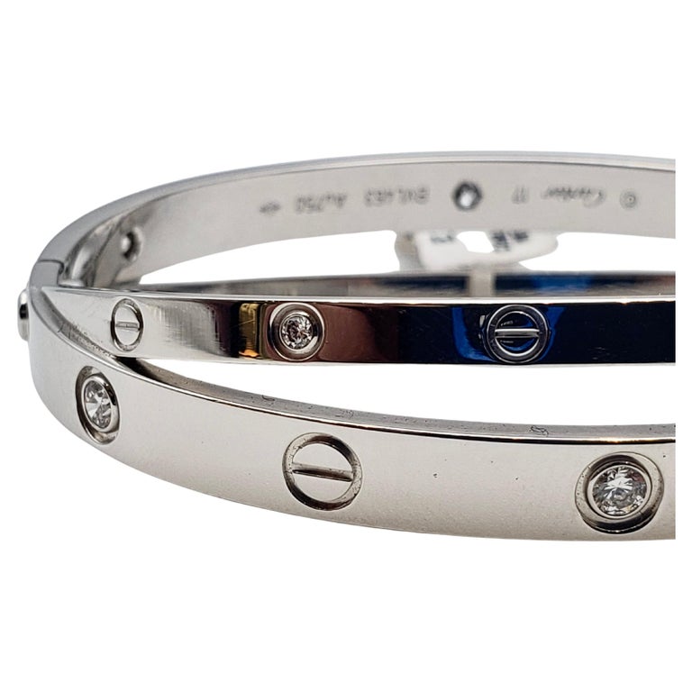 18K White Gold Diamond Double Cartier Love Bracelet For Sale at