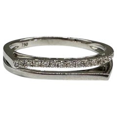 18K White Gold Diamond Double Row Ring 0.10ct Size 7