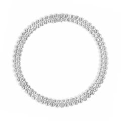 1.06 Carats Total Round Cut Diamond Double Strand Beaded Necklace in White Gold