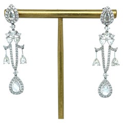 18 Karat Weißgold Diamant-Tropfen-Ohrringe