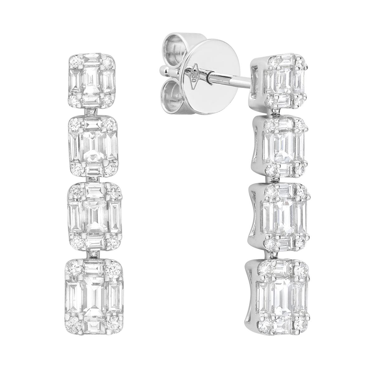 These 18K White Gold Diamond Drop Earrings are a perfect mix of elegance and sparkle. Made from 4 grams of solid white gold, they are lightweight yet durable, making them comfortable to wear all day. The sleek drop design adds movement and shine,