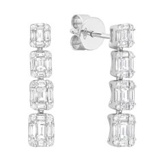 18K White Gold Diamond Drop Earrings