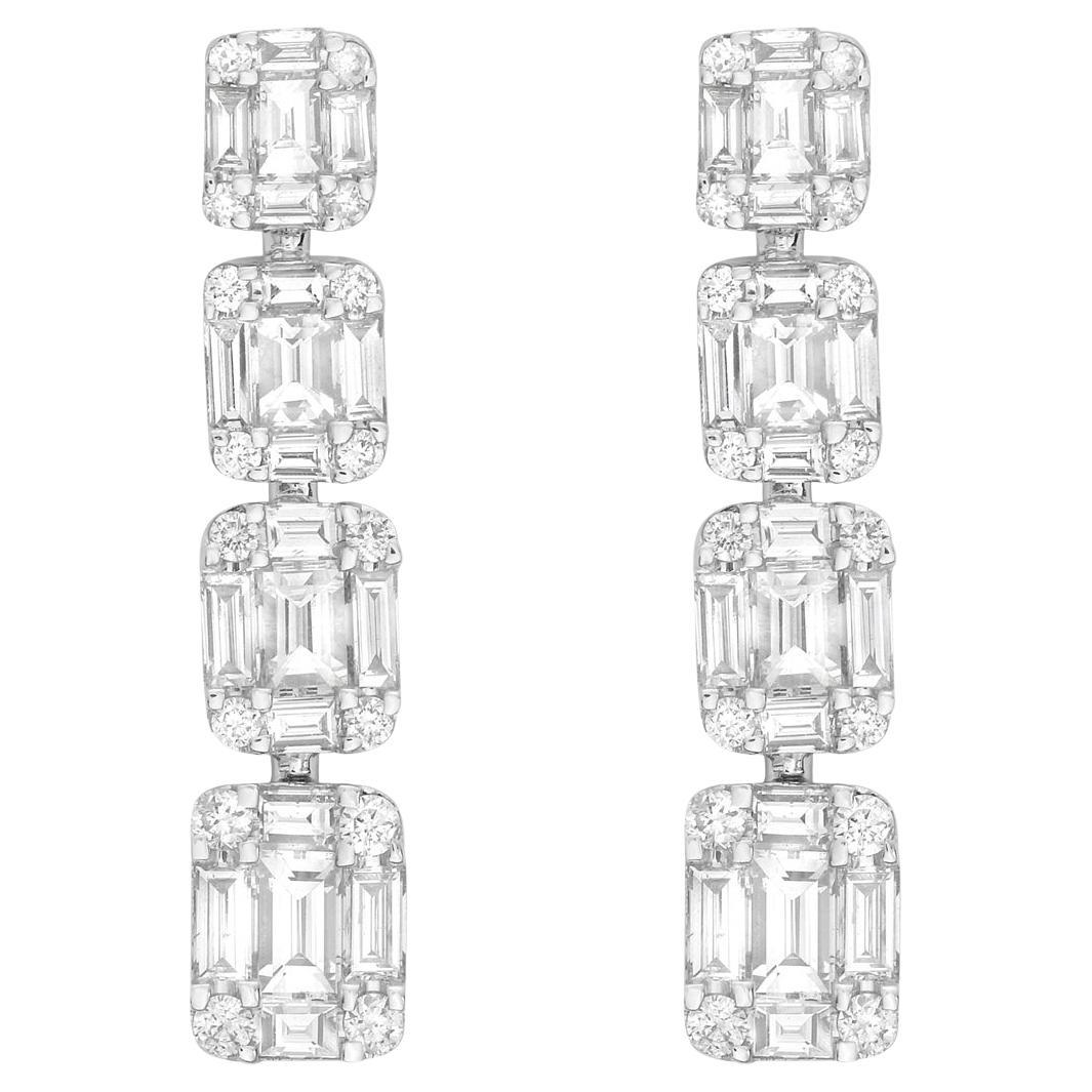 18K White Gold Diamond Drop Earrings