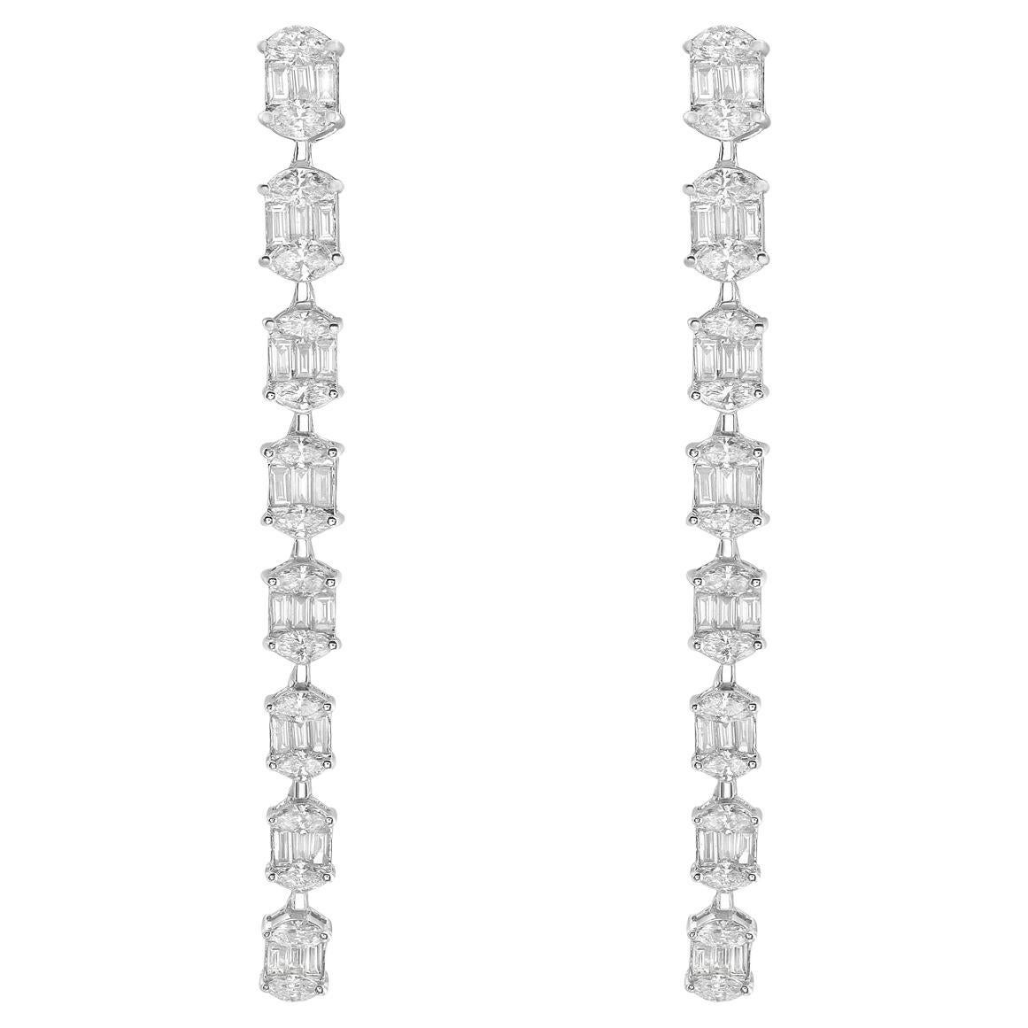 18K White Gold Diamond Drop Earrings