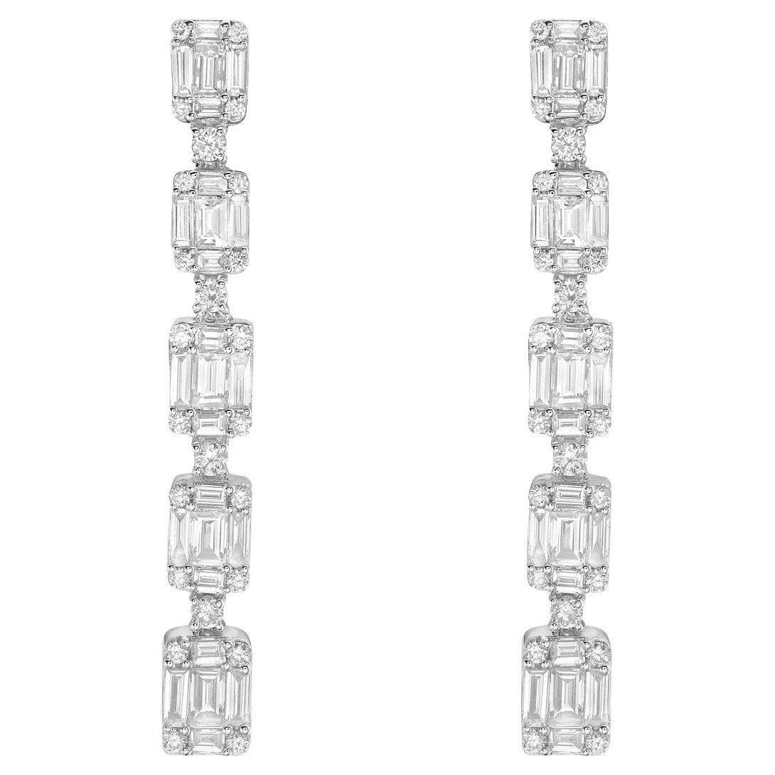 18K White Gold Diamond Drop Earrings