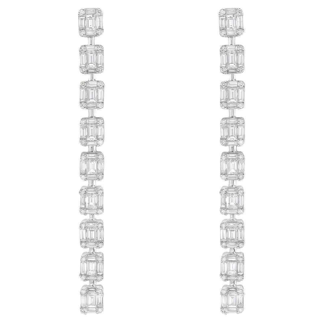 18K White Gold Diamond Drop Earrings