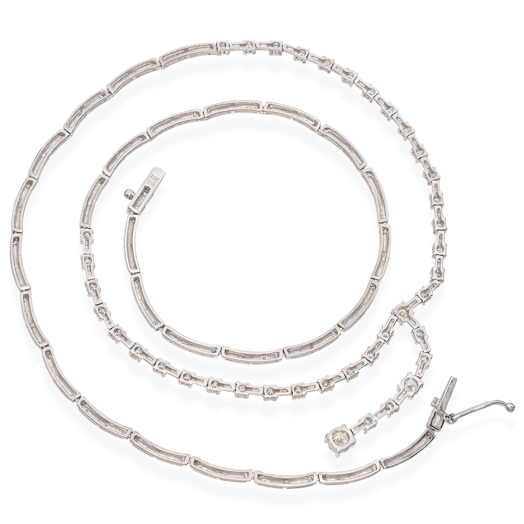 18 Karat Weißgold Diamant-Tropfen-Halskette (Rundschliff)