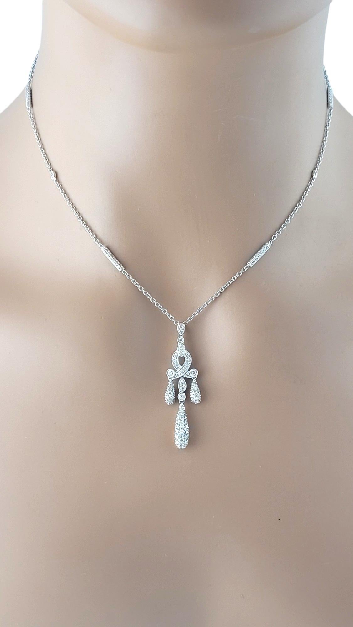 18K White Gold Diamond Drop Pendant Necklace #16410 For Sale 3
