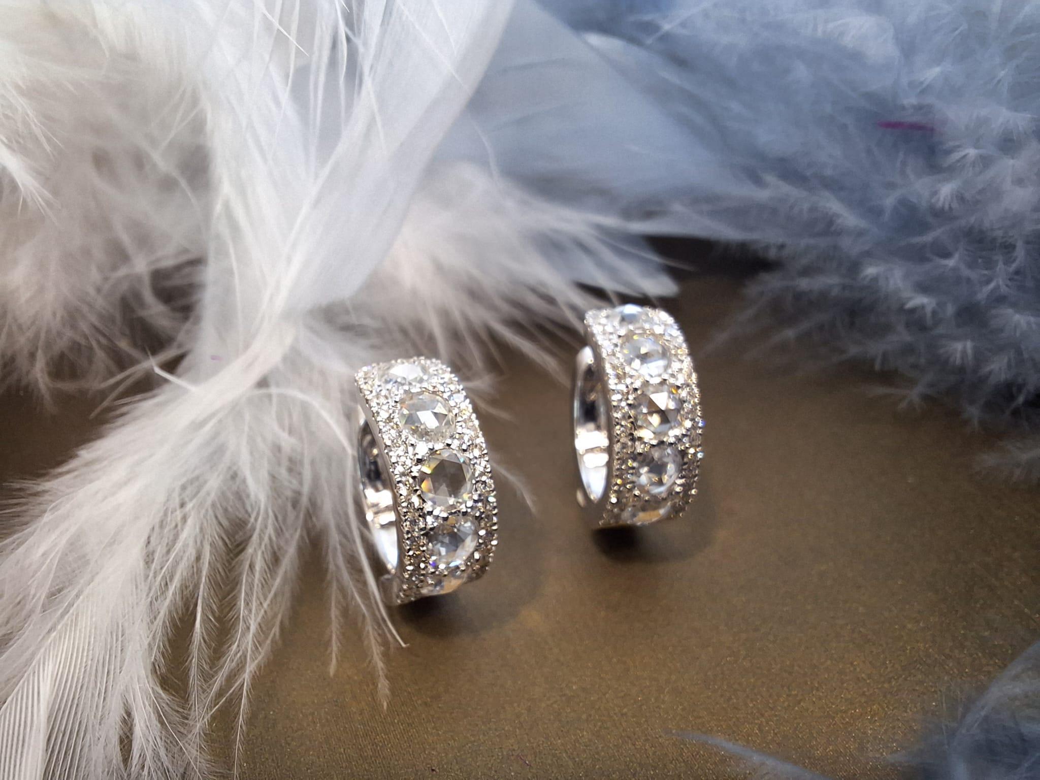 18K White Gold Diamond Earring For Sale 5