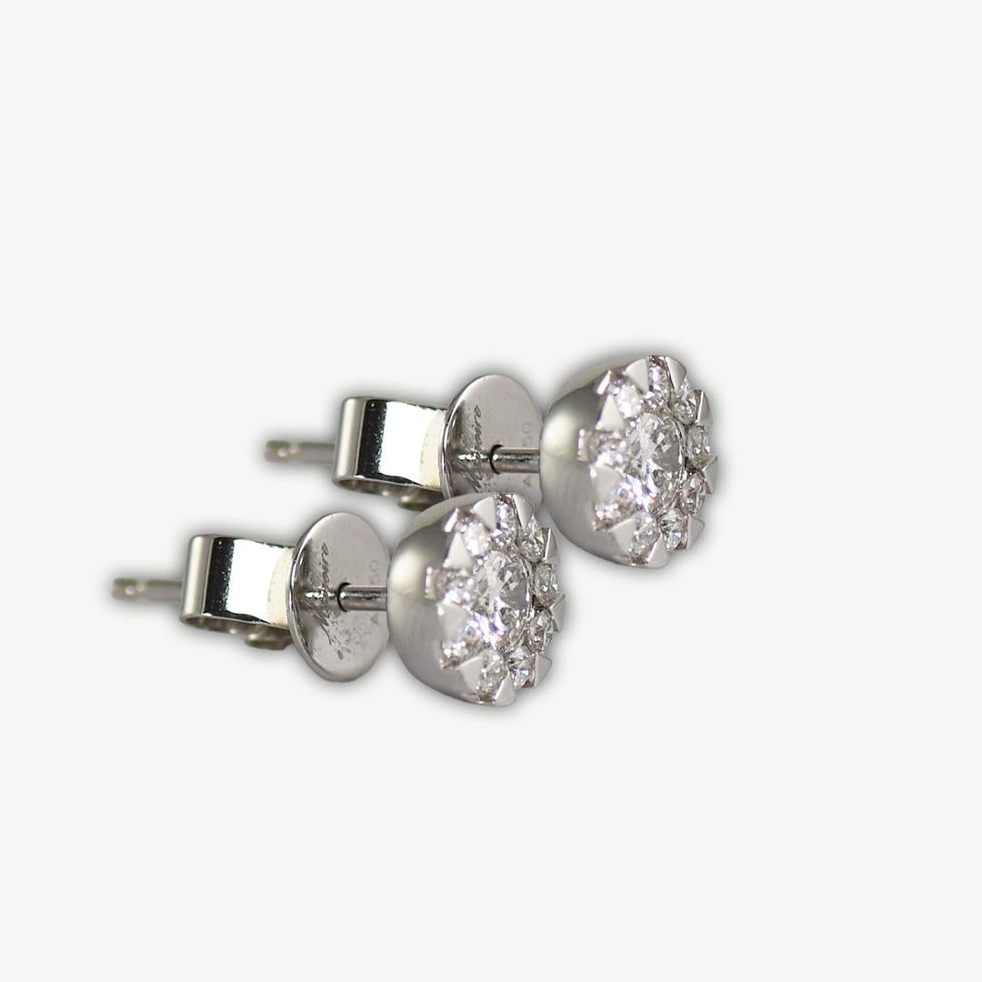 Round Cut 18K White Gold Diamond Earrings 0.50 ct