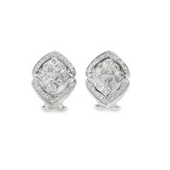 Henri Bar 18K White Gold Diamond Earrings, 0.83 Carat, 1990s Design