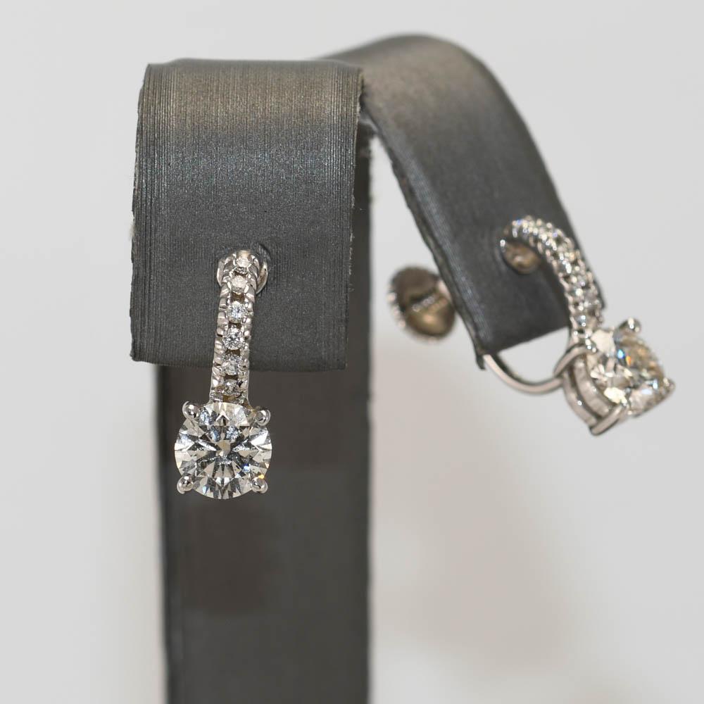 Brilliant Cut 18K White Gold Diamond Earrings, 1.60tdw, 3.7gr For Sale