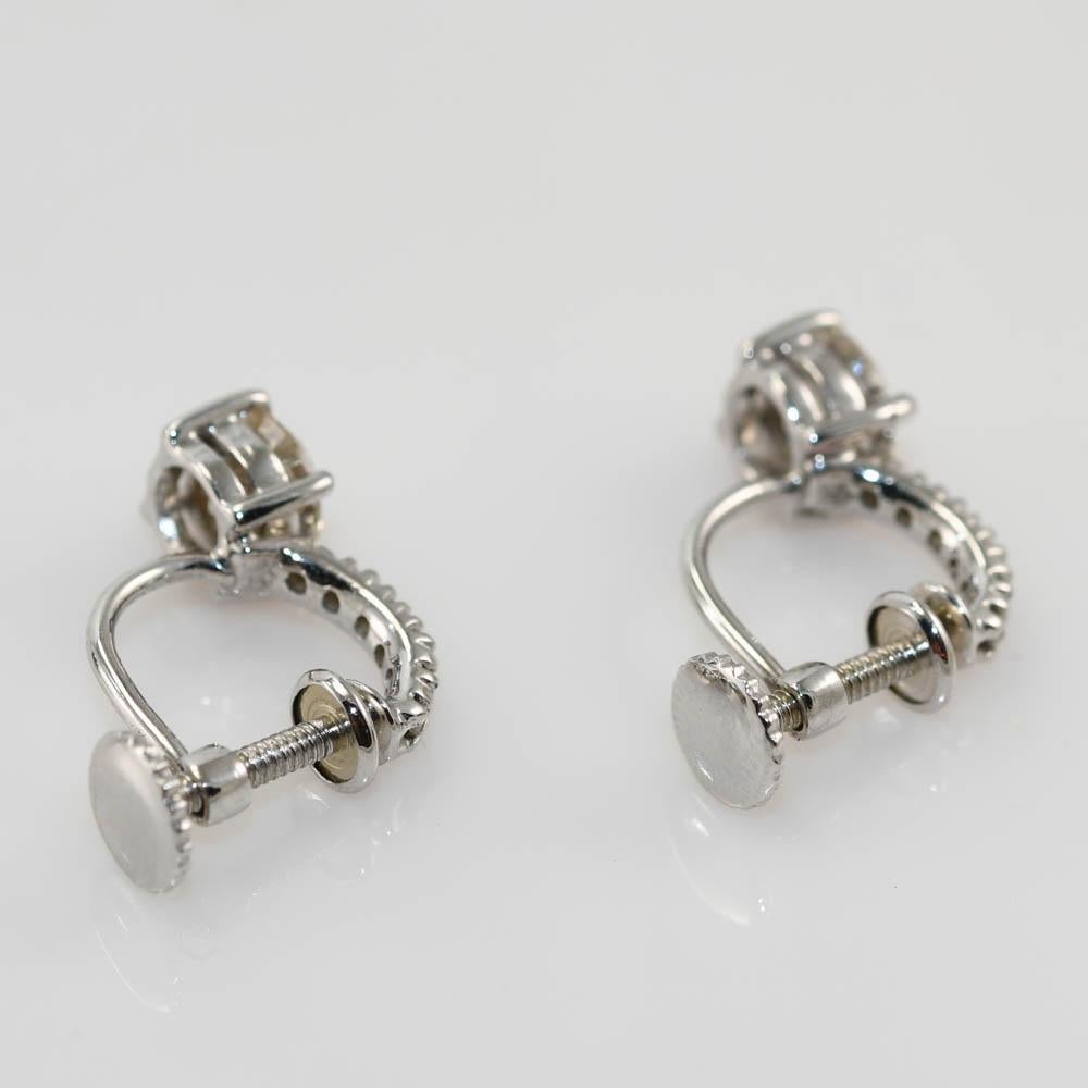 Women's or Men's 18K White Gold Diamond Earrings, 1.60tdw, 3.7gr For Sale