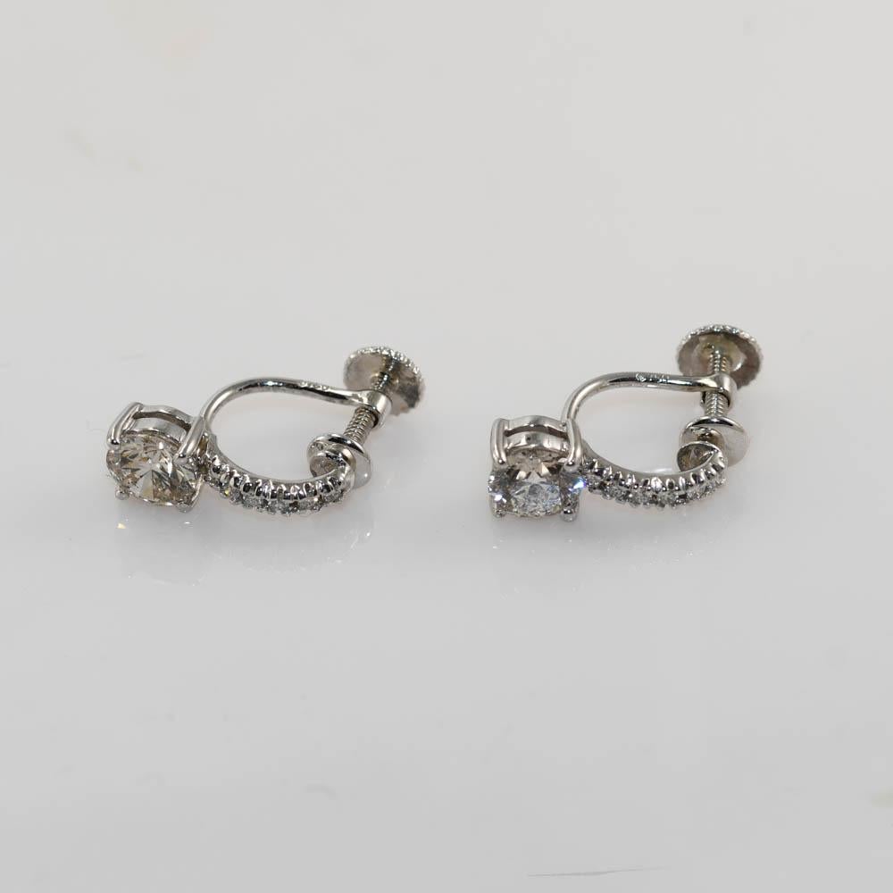 18K White Gold Diamond Earrings, 1.60tdw, 3.7gr For Sale 2