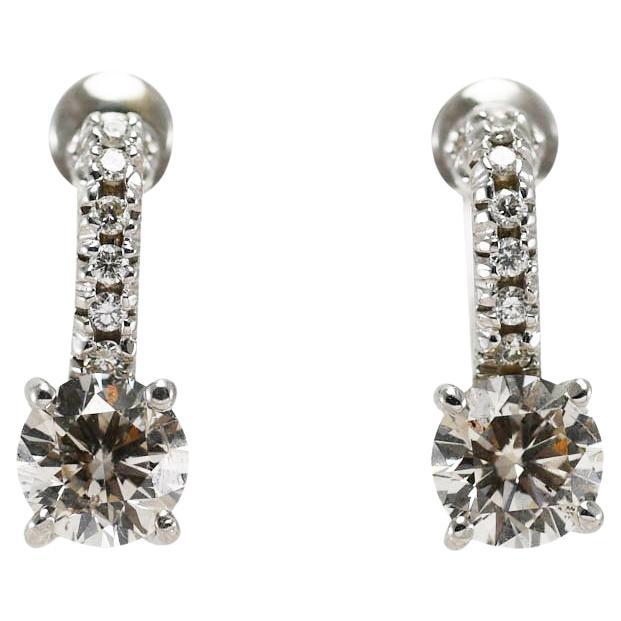 18K White Gold Diamond Earrings, 1.60tdw, 3.7gr For Sale
