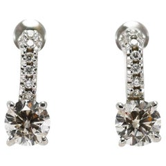 Vintage 18K White Gold Diamond Earrings, 1.60tdw, 3.7gr