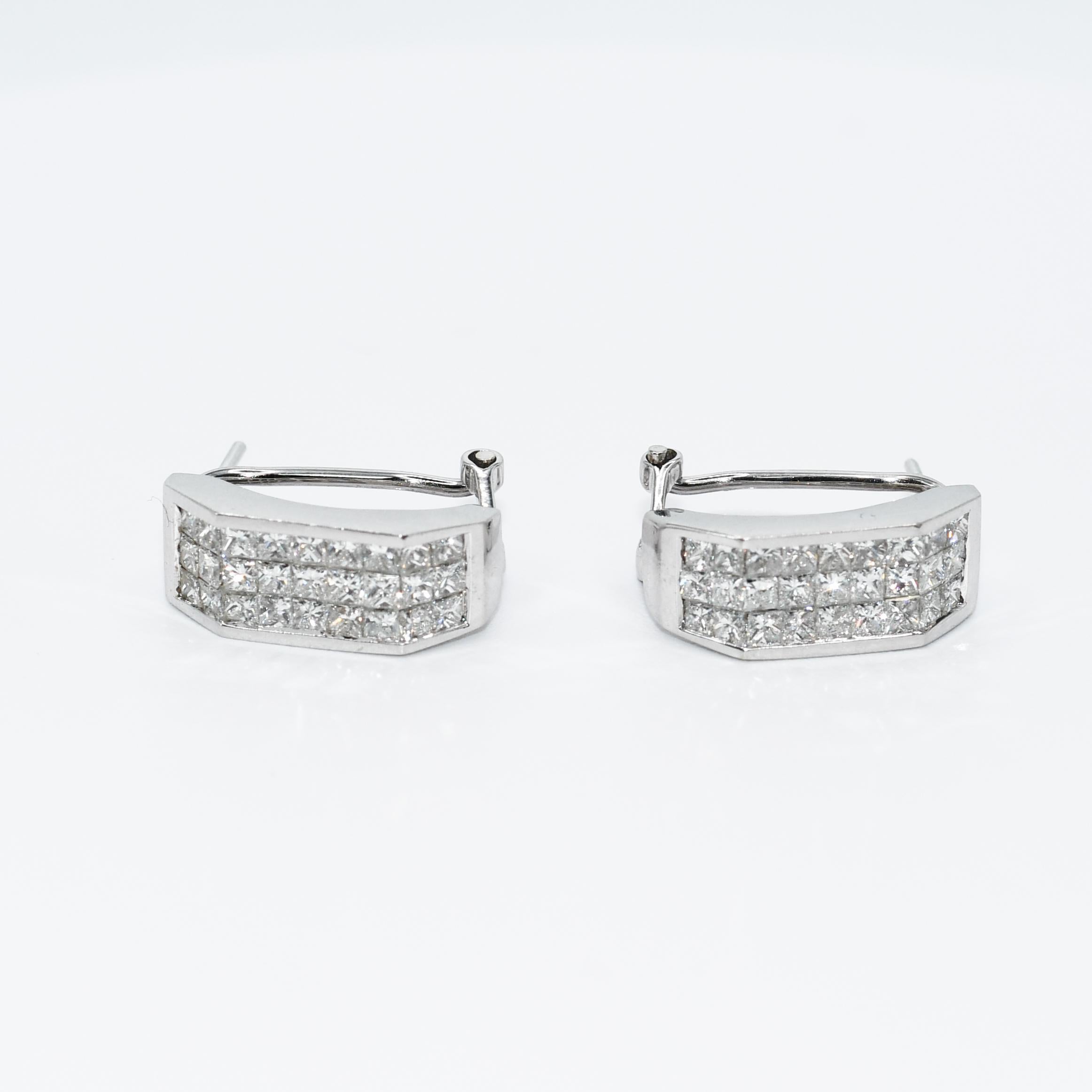 Women's 18K White Gold Diamond Earrings, 1.88tdw, 6.9g