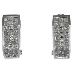 18K White Gold Diamond Earrings, 1.88tdw, 6.9g