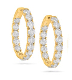 Orecchini a cerchio in oro giallo 18K con diamanti da 7,50 carati