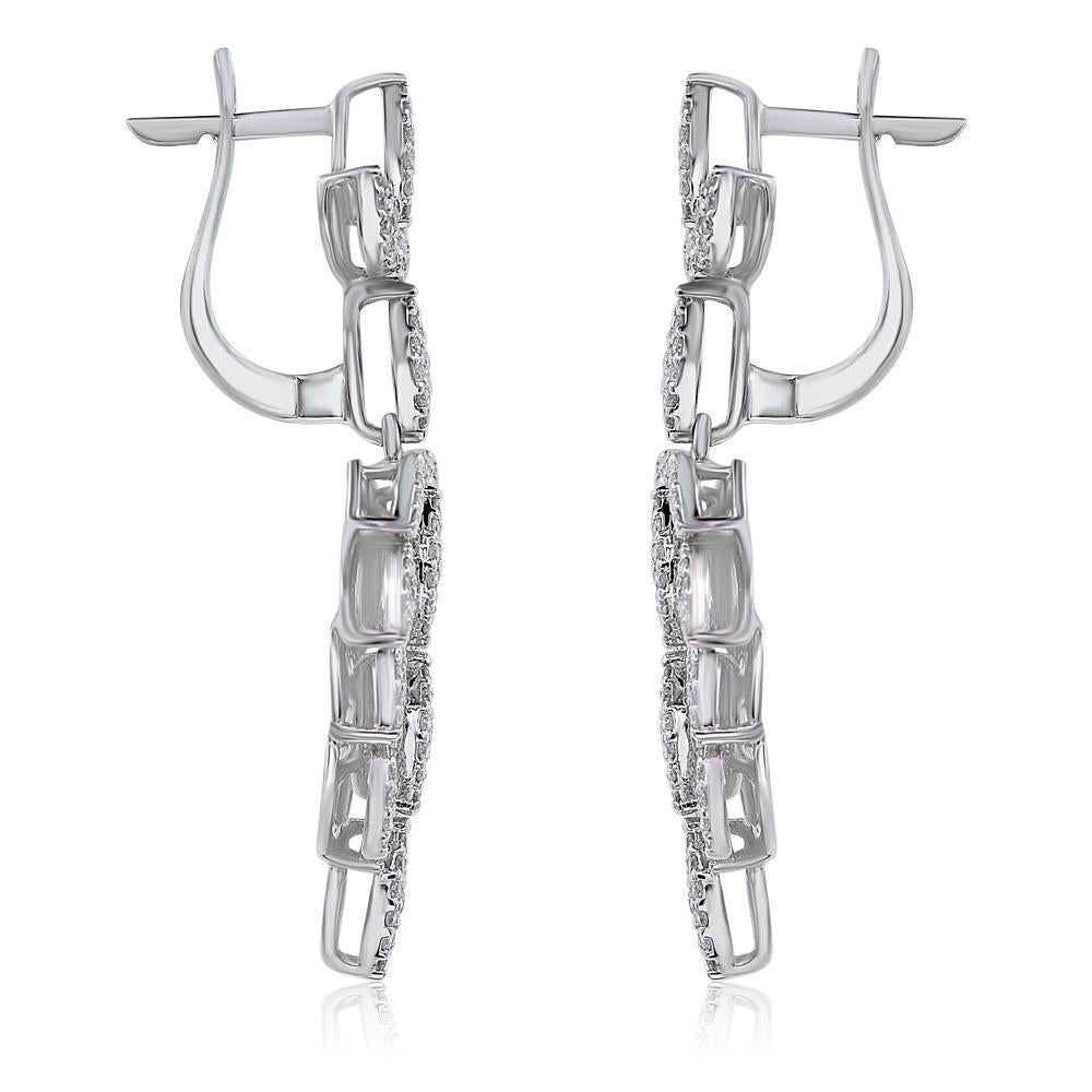 18K White Gold Diamond Earrings In New Condition For Sale In New York, NY